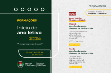 Educação divulga cronograma do ano letivo em Novo Cabrais