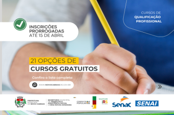 Cursos gratuitos têm inscrições prorrogadas até 15 de abril 