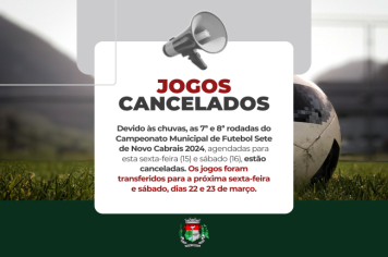 Novas rodadas do Campeonato de Futebol Sete estão canceladas