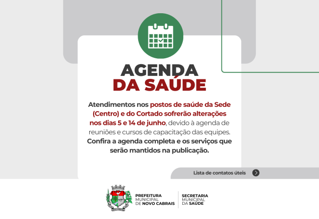 Postos de saúde terão alterações no funcionamento em junho